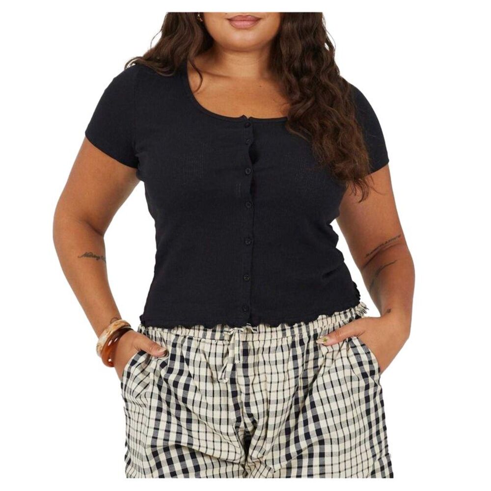 Brave Soul Womens/Ladies Ribbed Plus T-Shirt / Black